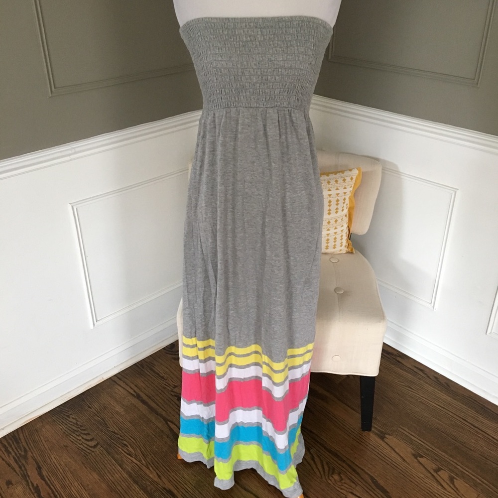 Striped Cotton Tube Maxi Dress